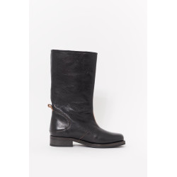 OUR LEGACY DEEP BLACK LEATHER HAUL CAMION BOOTS
